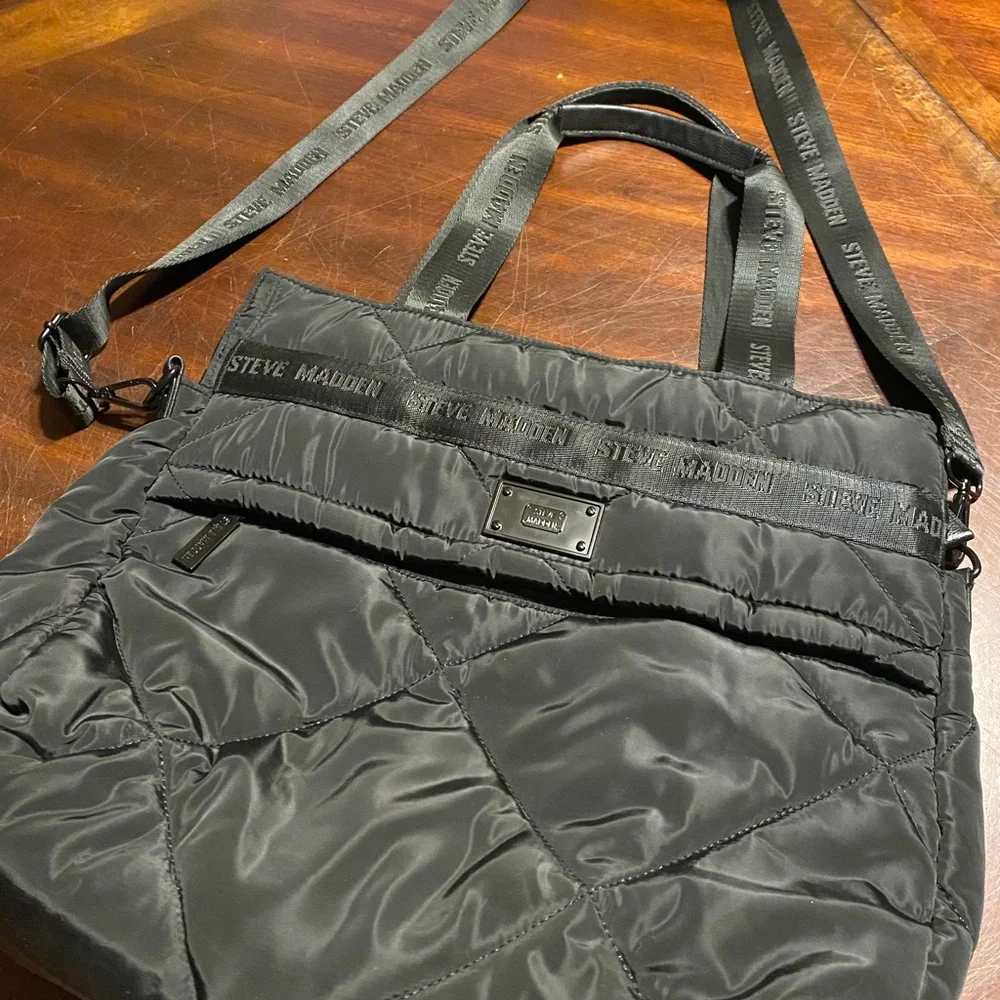 Steve Madden Quilted Black Duffel Bag